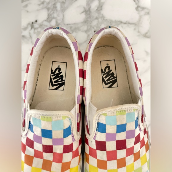 Vans Rainbow Checkered Slip-On Shoes Womens Size 9 - Picture 6 of 7
